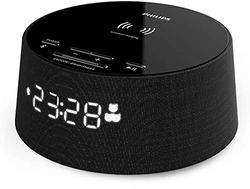 Philips Reloj Despertador Digital PR702/12 con Cargador inalámbrico (Cargador inalámbrico, Temporizador de Reposo, Alarma) Negro