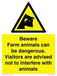 Beware Farm animals can be dangerous. Visitors are advised not to interfere with animals Sign - 1.