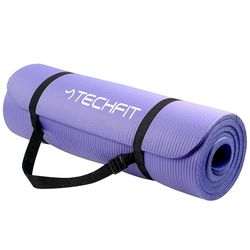 TechFit Fitness Tappetino Yoga Professionale - perfekt för Palestra in Casa, Esercizi del Pavimento, Campeggio, stretching, pilates 10 e 15 mm (10 mm, lila)