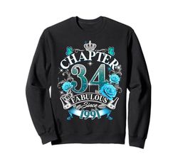 Womens Chapter 34 Fabulous Since 1991 34th Birthday Queen Felpa