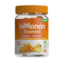 BIMANÁN GUARANÁ - QUEMA GRASAS Complemento alimenticio con diente de León, Hinojo, Cromo, Zinc, y Lactobacillus reuteri, sabor cítrico, 60 gummies