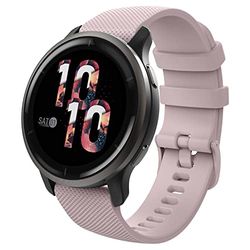 MoKo Strap Compatible with Vivoactive 4S/Venu 3S/Venu 2S/Forerunner 265S/255S/255S Music/Vivomove 3S, 18mm Soft Silicone Replacement Watch Band Sport Wristband, Rose Pink