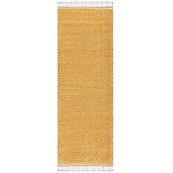 carpet city Tapis de Salon, à Poils Longs, Moelleux, Doux, de 80 x 400 cm, de Couloir, Moderne, à Poils Longs, à Fil de chaîne, Couleur Jaune, 80 x 400 cm