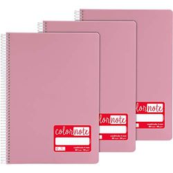 Grafoplás 98523353. Spiraalschrift met A4-spiraalbinding, geruit, 4 mm, 80 vellen, 90 g, roze, deksel van polypropyleen, serie ColorNote