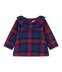 Petit Bateau Baby meisjes A08RM blouse met lange mouwen, blauw smoking/meerkleurig, 3 maanden, blauw smoking/meerkleurig, 3 Maanden