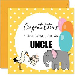 Nieuwe Baby Card Unisex - Baby Aankondiging Oom - Gefeliciteerd Baby Kaarten Pasgeboren, Goed gedaan Gefeliciteerd Nieuwe Baby Kaarten, Welkom In De Wereld Thuis Geschenken, 145mm x 145mm Baby