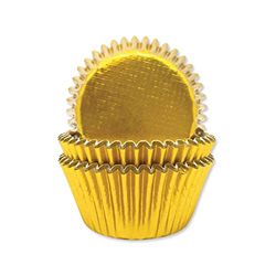 Anniversary House Gold Foil Cupcake Cases for Baking, Baking Cups in Heavy Duty Greaseproof Paper, Metallic Gold Colour, Pack of 45, 3.2 x 5cm, J172