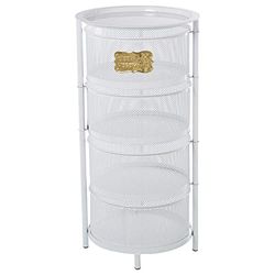 DRW Ronde groentenbak met 4 draaibare laden, wit, 65 x 32,5 x 32,5 cm