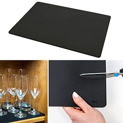 Silwy® Tappetino in metallo nero effetto pelle per riporre stoviglie magnetiche, 40 x 27 cm, ritagliabile, perfetto per caravan e barche