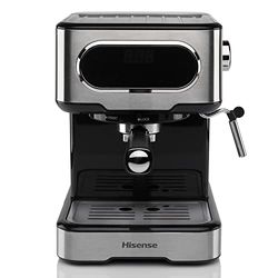 Hisense, HESCM15DBK, Macchina da caffè espresso manuale, macinato e compatibile con cialde ESE 44 mm, Pressione 15 bar, Schermo Touch, 1100W, Silver, 27.4x30x27.2 cm