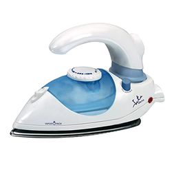 Jata PL357N Plancha de Viaje, Plancha Vapor, Suela Acero Inox, 800 W, Mango Abatible, Termostato Regulador de temperatura, Incluye bolsa
