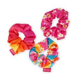 LEGAMI - Set of 3 Daisy Scrunchies, Curled Elastics with Satin Fabric, Beauty, Hairstyle
