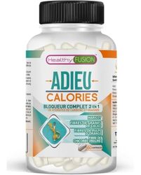 Healthy Fusion, Adieu Calories | Bloqueur de Graisses et de Glucides | Brûleur de Graisses et Amincissant | Réducteur d’Appétit | Riche en Fibres | 60 Gélules