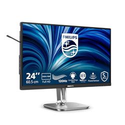 Philips 24B2N4200 - Monitor FHD de 24 Pulgadas, Altavoces, Altura Ajustable (1920 x 1080, 120 Hz, VGA, HDMI 1.4, DisplayPort 1.2, concentrador USB) Negro Gris