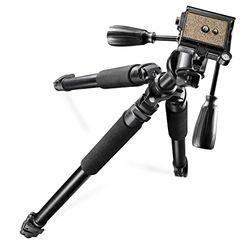 Walimex Pro FT-665T Tripé 3D com lâmpada inclinável para câmaras e altura máxima de 185 cm, preto