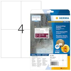 HERMA 4697 weerbest folielabels A4, set van 32 (105 x 148 mm, 800 vellen, polyesterfilm, mat) zelfklevend, bedrukbaar, extreme sterk klevende etiketten, 3.200 etiketten voor printer, wit