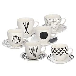 Tognana ME685025529 Confezione 6 Tazze The con Piatto, 200 Cubic_Centimeters, New Bone China, Nero