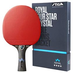 STIGA Raquette de Ping Pong Royal 4 Star Crystal - Raquette de Tennis de Table 4 Étoiles, Bois 5 Plis, Revêtement ITTF avec Éponge 2.0 mm, Manche Concave, Conçue pour l'Attaque et la Vitesse