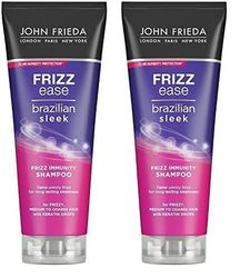 John Frieda Frizz Ease Brazilian Sleek Frizz Immunity Shampoo 250ml, Moisturising Shampoo for Dry, Frizzy Hair (Pack of 2)