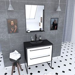 Aurlane PACM051 Structura P051 badkamerkast, zwart/wit