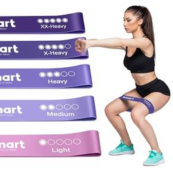 K-MART Weerstandsbanden, 5-delige set, oefenbanden met 5 verschillende weerstandsniveaus, ideale weerstandsband voor thuis, sportschool, yoga, pilates, inclusief opbergtas (koningspaars)