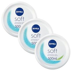 NIVEA Soft Moisturising Cream (500ml), A Moisturising Cream for Face, Body and Hands with Vitamin E and Jojoba Oil, Hand Cream Moisturises Deeply, All-Purpose Day Cream (Pack of 3)