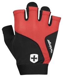 Harbinger Guantes de Levantamiento de Pesas Flexfit – 7 Piezas, Palma de Cuero, Malla Transpirable, Tiradores, Muñequera Flexible – Agarre Ligero y Protección para Gimnasio, Unisex, Rojo, Pequeño