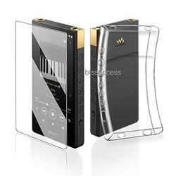 Coque de Protection Souple en TPU Transparent pour Sony Walkman NW-ZX700 NW-ZX706 NW-ZX707 (Coque Transparente et Verre)