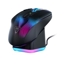Turtle Beach Kone XP Air - Souris Gaming RGB Ergonomique, Personnalisable et sans Fil, capteur Optique 19 000 PPP, autonomie de Batterie de 100h, Station de Charge, éclairage AIMO RGB - Noir