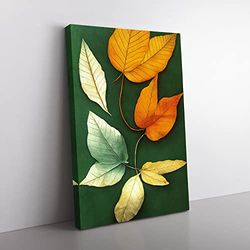 Creative Leaves Canvas Wall Art Print Ready to Hang, Framed Picture for Living Room Bedroom Home Office Décor, 60x40 cm (24x16 Inch)