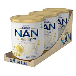 NAN Nestlé Supremepro 2 Leche de Continuación en Polvo, 3 x 800g, Formato Exclusivo