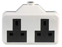 Pro Elec 0139-W Douille d'extension 2 voies caoutchoutée 13 A Blanc