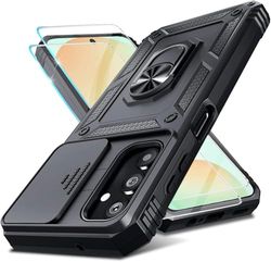 Custodia militare antiurto per Samsung Galaxy S24 FE con custodia per fotocamera e pellicola protettiva, custodia rigida e robusta per Samsung S24 FE 5G con anello cavalletto per Samsung S24 FE