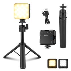 NEEWER Vdeo Luz LED Cámara con Trípode Escritorio, Pequeño Panel Luz Regulable Bicolor 3200K-5600K, CRI 97+, 8 Escenas, 2000mAh Batería Recargable para Grabación/Fotografía de Vlog, NL-36AI