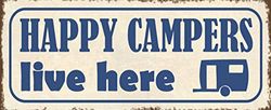 Schatzmix spreuk Happy Campers live. Metalen bord 27x10 cm wanddecoratie tin sign metalen bord, blik, meerkleurig
