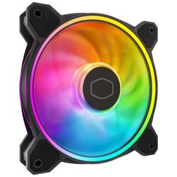 Cooler Master MasterFan MF140 Halo², doppio anello ARGB Gen 2 anelli LED, PWM dinamico 120 mm 1600 rpm, pale della ventola ingrandite, telaio ibrido per case PC, liquidi e raffreddamento ad aria