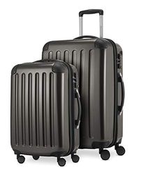 HAUPTSTADTKOFFER - Alex – 2-pack resväskor hårt skal glänsande, medelstor resväska 65 cm + handbagage 55 cm, 74 + 42 liter, TSA, grafit