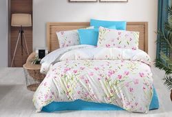 Nuit Des Rêves Set di copertine doppie (200 x 200 cm), 50% cotone, 50% poliestere, 127 thread Count, blue/viola/verde/bianco, lavabile in lavatrice, design elegante, include 2 custodie per pillow