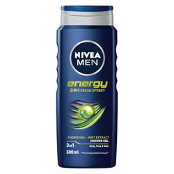 Nivea Bathcare Chuveiro Nivea for Men, Energy, 500 ml, conjunto de 2