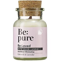 Be:Pure Pet Odour Eliminating Candles - Naturally Scented Cat and Dog Candle Jar with Enzymes | Chamomile, Lavender and Rose Dog Smell Eliminator for House, Kennel and Kitchen | 150ml | Be:Loved