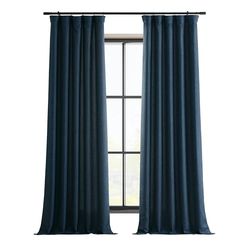 HPD Half Price Drapes Italian Faux Linen Curtains 96 Inches Long Room Darkening Curtains for Bedroom and Living Room 50 X 96, (1 Panel), Sergeants Blue