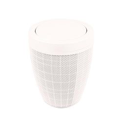 Addis Poubelle ronde en toile de jute synthétique avec couvercle basculant pour salle de bain, chambre à coucher, bureau à domicile, 5 litres, crème calicot
