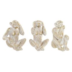 Home ESPRIT Figurka dekoracyjna Złoty Kombinezon Tropikalny 21 x 17 x 25 cm (3 sztuki)
