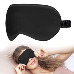 Antifaz Seda Antifaz para Dormir 22 Mamá 100% Pura Seda de Morera con Cómoda Banda Elástica para Mujeres Hombres, Negro
