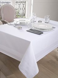 CALITEX Toalha de mesa damassee faixa cetim branca (150 x 250)