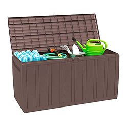 Garden House Garage - kist van kunsthars, bruin, 117 x 45,5 x 57 cm