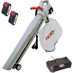 IKRA 3en1 Aspirador soplador triturador a batería ICBV 2/20, Incl. 2X batería y Doble Cargador rápido Gris