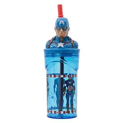 Stor Avengers Captain America 3D Figurine Tumbler for Kids with Straw, Attractive Lid, BPA-Free Material, Durable Design, 360 ml