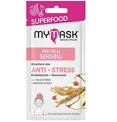 My Mask, Linea Superfood, Maschera Viso Anti-Stress, per Pelli Sensibili, Confezione da 8 ml