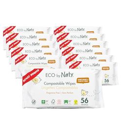 Eco by Naty Bezzapachowe chusteczki dla niemowląt - w 100% kompostowalne i na bazie roślin, dobre dla dzieci i wrażliwej skóry noworodków (12 x 56 |672 sztuk)
